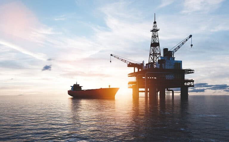 oil platform on the ocean. offshore drilling for gas and petroleum